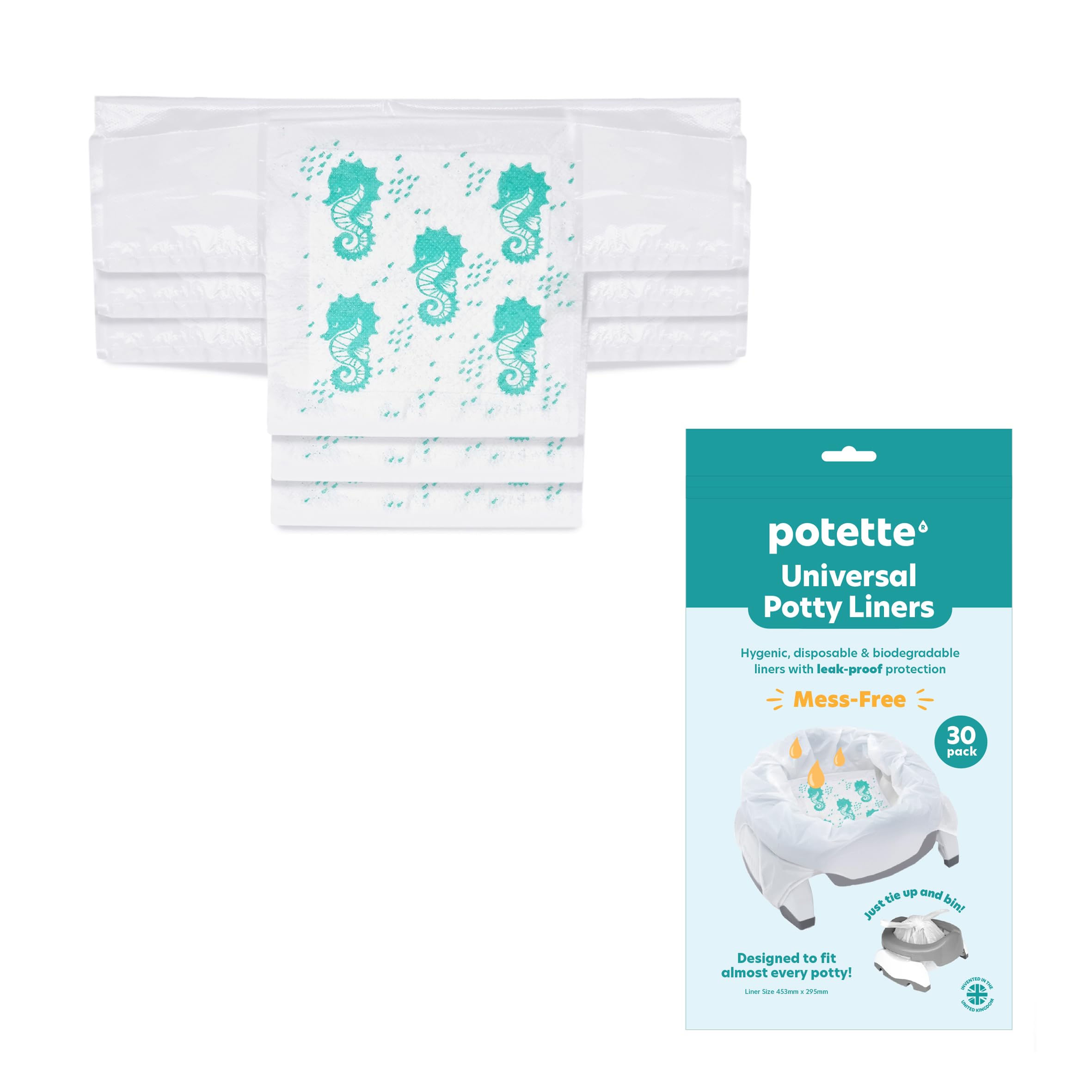 Potette Plus Disposable Liners | Super Absorbent, Biodegradable and Lightly Fragranced Potty Bags | Pack of 30