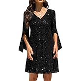 COOAN Wedding Guest Cocktail & Formal Dresses for Women - Lace Sequin Prom Evening Dress