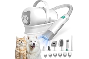8VR Dog Grooming Kit, Pet Grooming Vacuum with Pet Clipper Nail Grinder, Dog Hair Vacuum with 6 Pet Grooming Tools for Dogs Cats Shedding Grooming