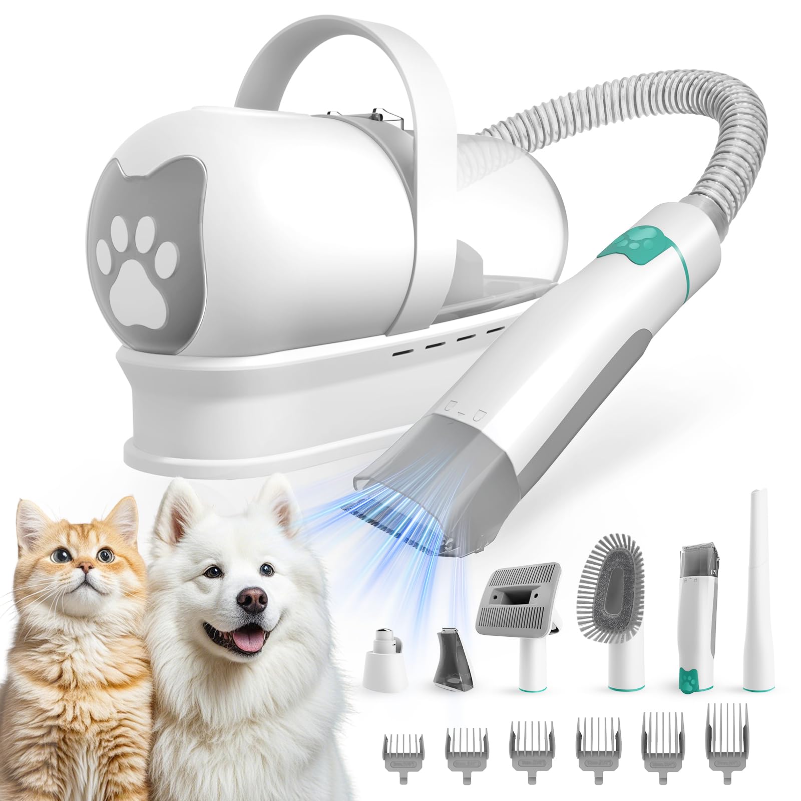 Photo 1 of Professional Dog Grooming Kit with 10 Tools – Cordless Clippers, Stainless Steel Combs, Nail Grinder & Detachable Blades | Quiet, Low-Vibration Design for Pets of All Sizes & Coats