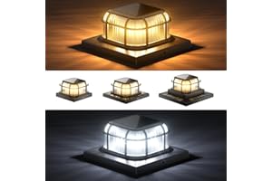 TopVelo Solar Post Light 4 Packs with Two Light Modes, Includes 4x4, 5x5 and 6x6 Base for Vinyl/Wooden Posts, Bright 16 LEDs Cap Lights Decorate Deck, Patio, Porch, Fence (Black)