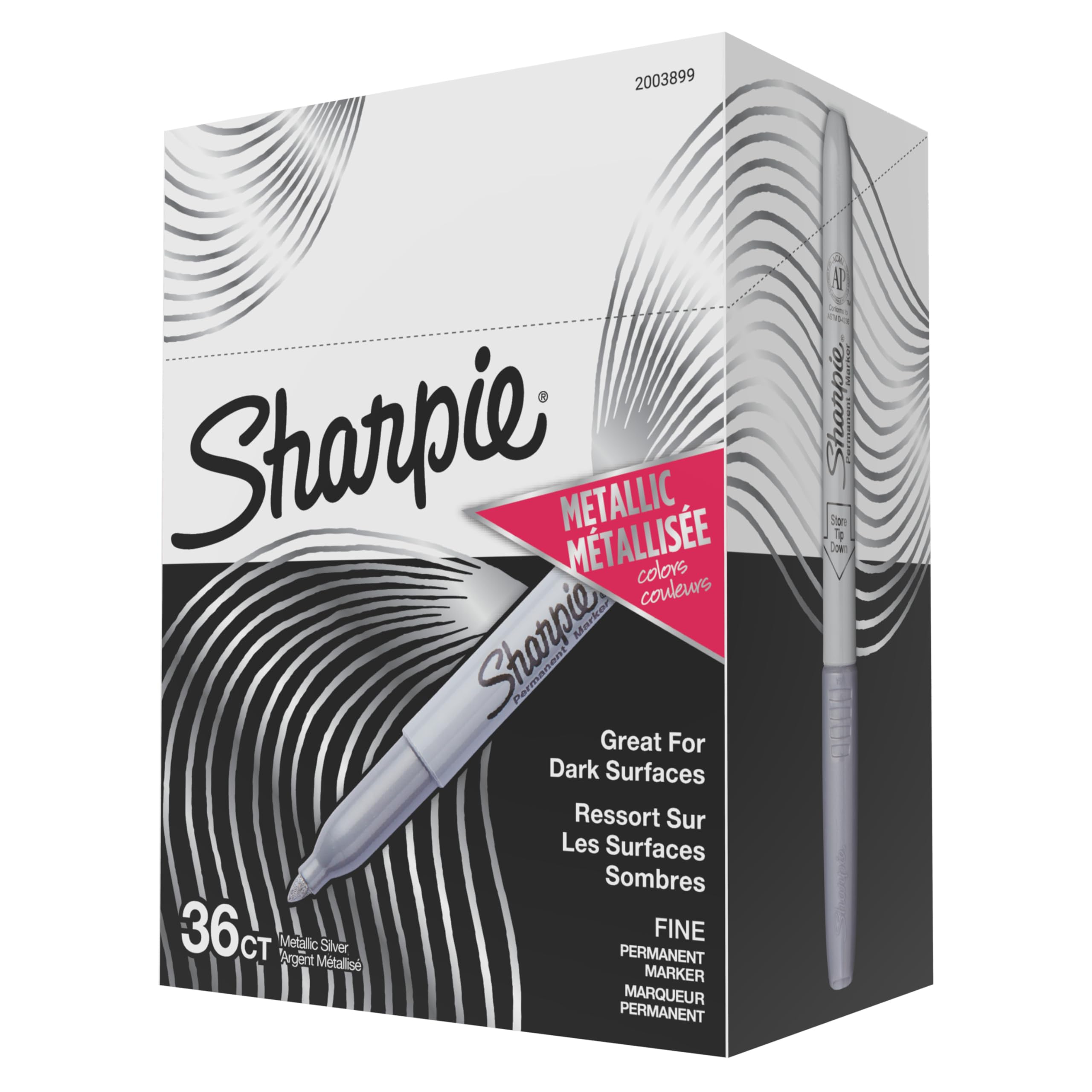 Photo 1 of Sharpie Metallic Permanent Markers, Fine Point, Metallic Silver, 36 Count