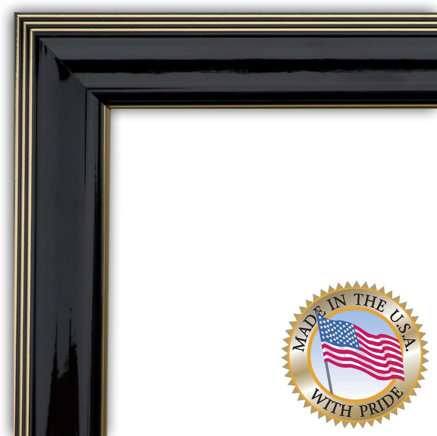 ArtToFrames 12x16 / 12 x 16 Picture Frame Shiny Black with Gold Trim Diploma Frame