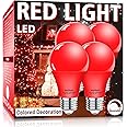 Wiyifada 4 Pack A19 LED Red Light Bulbs,9W Christmas Light Bulbs Replace up to 100W Red Lights, 110V E26 Dimmable Colored Light Bulbs for Valentine's Day,Thanksgiving Day, Decoration, Holiday Lighting
