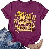 Women T Shirt Funny Mom Manager Shirt Summer Crew Neck Tops Womens Short Sleeve T Shirts Casual Tops Cute Graphic Loose Tees