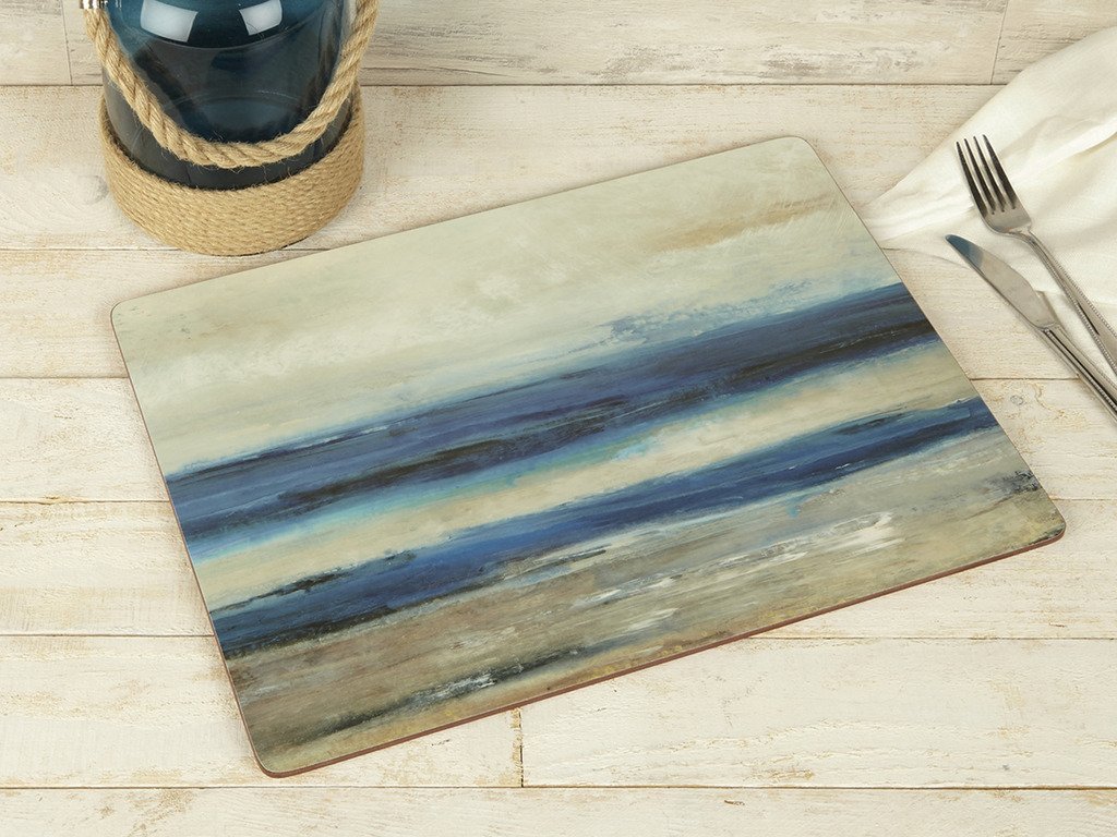 Creative Tops Abstract Ocean View Large Premium Cork-back Placemats, Blue, 29.000 x 40.000 x 1.900 cm, Set of 4 — image 1