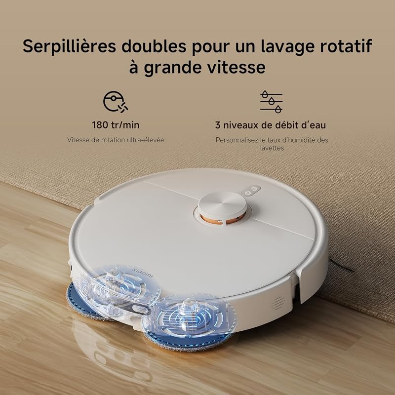 H50 Aspirateur Robot Laveur, Serpillière Relevable, 10000 Pa