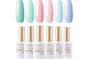 Gellen Gel Nail Polish Kit- Mint Pink Blue Tones, Pastel Gel Polish - Trendy Nail Art Designs Uv Led Lamp Cured Gel Colors Home/Salon Diy Gel Manicure for Girl Women Christmas Gift