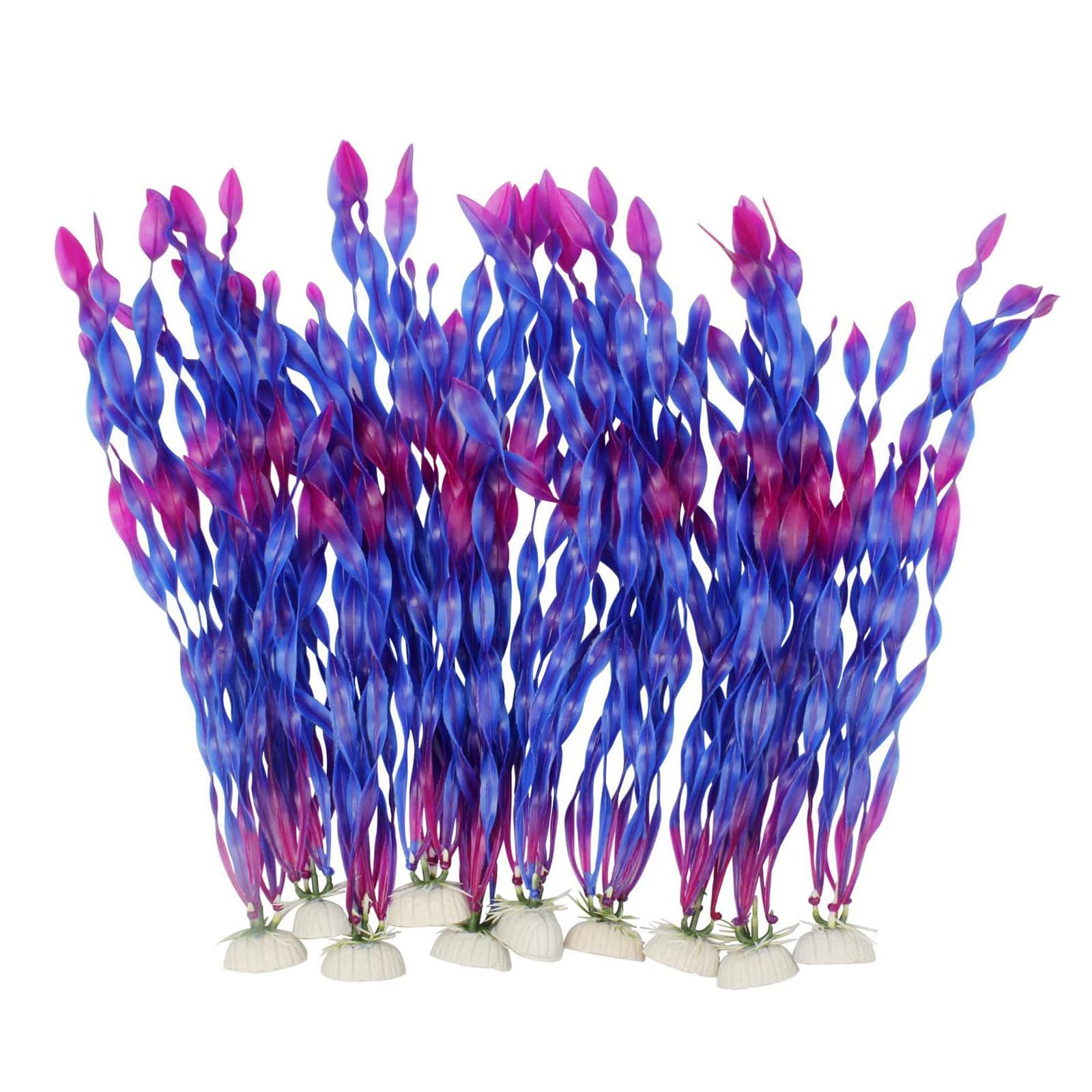 Yitaocity 10Pcs Large Artificial Fake Plastic Plants 12 Inch Tall Seaweed Water Plants for Fish Tank Aquarium Decorations (Purple)