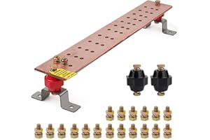GOUNENGNAIL 24" Ground Bar Kit,4'' Wide Heavy Duty Ground Bars Copper Bus Bar with 2500V 2'' x 2'' Standoff Insulators Made of UL Recognized Material (Copper Ground Bar 24" x 4'' x 1/4'')