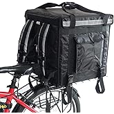 PK-92V: Large Rigid Heavy Duty Food Delivery Box for Motorcycle, Insulated Pizza Delivery Bag for Bicycle/Scooter, Top Loading, 17" x 17" x 17", Collapsible, Waterproof