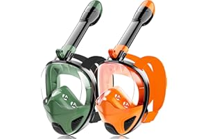 HYDROVIEW Full Face Snorkel Mask for Adults Teen, Snorkeling Gear with Detachable Camera Mount, Panoramic 180° View, Anti-Fog Anti-Leak Snorkling Set for Man and Women