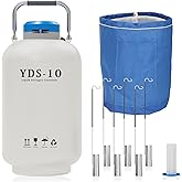 Treasea 10L Liquid Nitrogen Container &ndash; Aluminum Alloy LN2 Dewar，Cryogenic Liquid Nitrogen Tank with 6 Canisters and Carry Bag (10L)