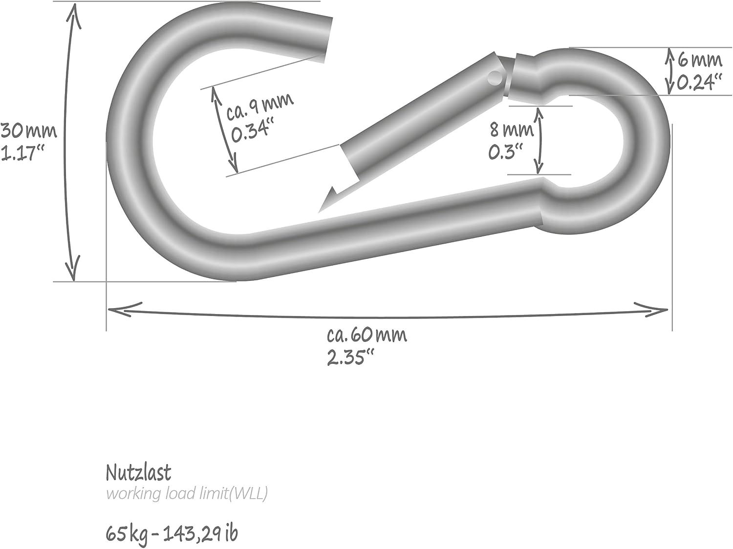COM-FOUR® 6x Snap hooks, Premium carabiner made of weatherproof stainless steel 304 - Image 5
