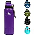 Insulated Water Bottles 24 oz, Santeco Stainless Steel Bottles with Lanyard & Wide Mouth Spout Lid, Leak Proof, Double Wall V