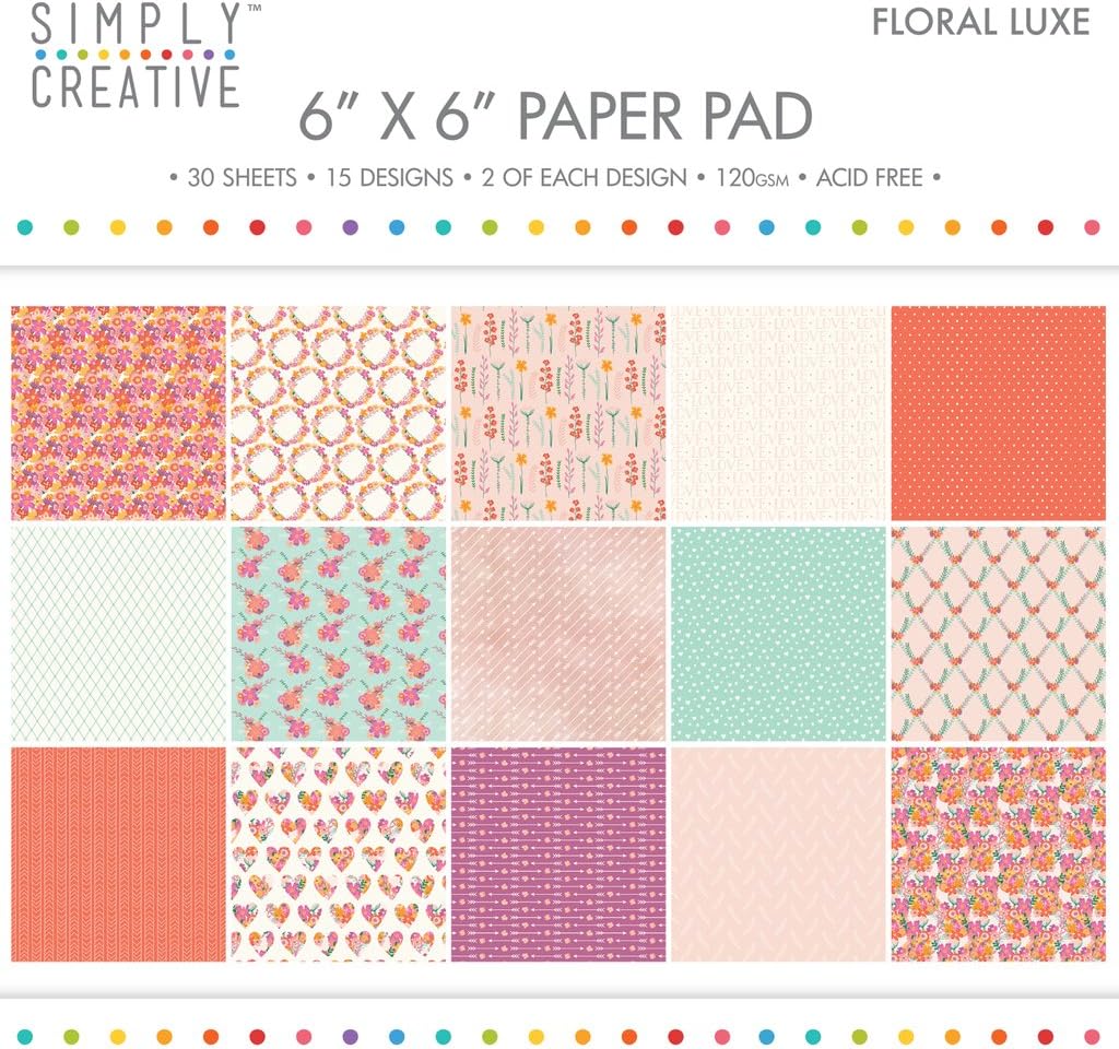 Premium Craft Paperstock Simply Creative 6x6" Floral Luxe Scrapbook Paper