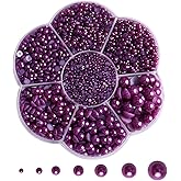 5700 Pcs Deep Purple Half Pearls for Crafts,Nail Pearls for Nails Art for Crafting DIY Accessory,Flatback Pearls gems for Makeup,Neatly Organized Craft Pearls for Artists Creative (2/3/4/5/6/8/10mm)