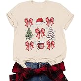 Christmas Shirts for Women Merry and Bright Shirt Funny Tis The Season Xmas Tree Graphic Tees Family Xmas Holiday Tops