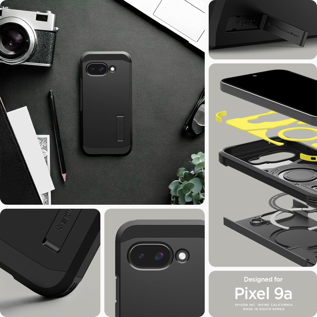 Spigen Pixel 9a Case Tough Armor (Ai) MagFit Compatible w/ MagSafe | Black