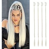 FLUFYMOOZ 4PC Braid in Hair Extension 14 Inch Clip in Braid Extensions for Women Synthetic Hairpieces for Daily Use Party Styling (White Blonde)