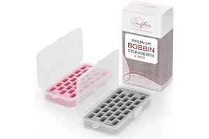 SEWPHEE Premium Bobbin Storage Box Set - Upgraded Secure Latching Lids - Improved Durability - Bobbin Holder with High-Density Foam - Holds a Total of 56 Class 15 Bobbins - Portable Sewing Machine Supplies