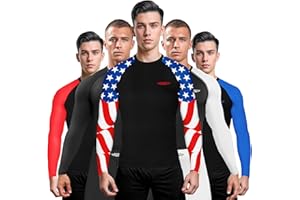 Exxact Sports Mens BJJ Rash Guard Jiu Jitsu Long Sleeve, Ranked Compression No Gi Jiu Jitsu Rash Guard Men for MMA, Wrestling