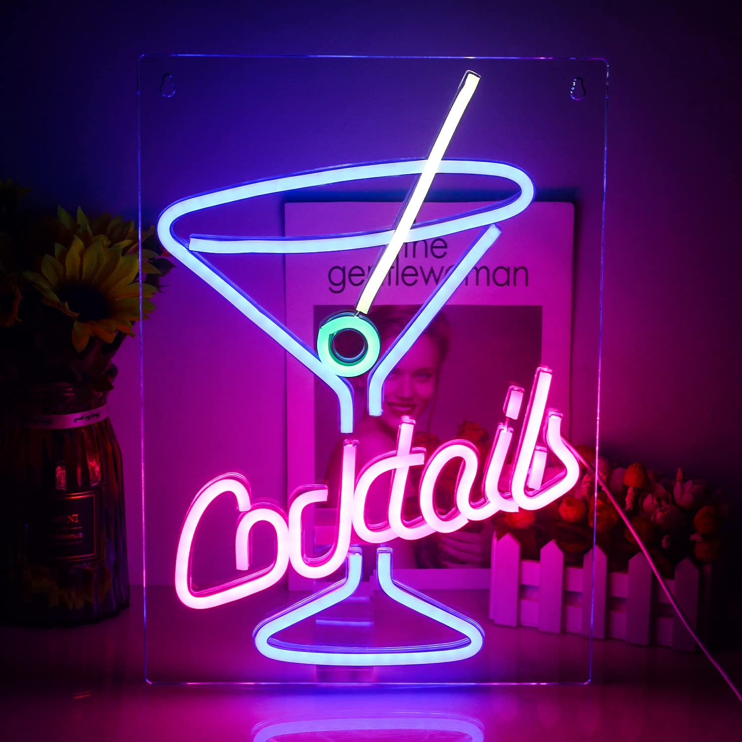 Cocktails Neon Signs for Wall Decor, Cocktail Neon Light Sign, Cocktail Neon Light for Livingroom, Bar, Club, Restaurant, Shop — image 1