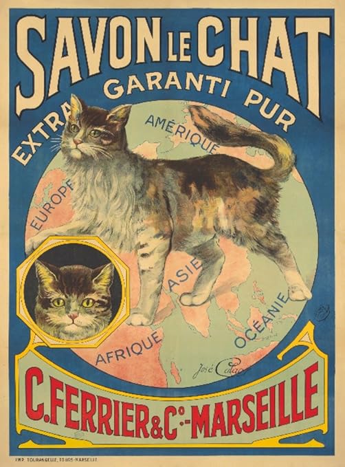Amazon Com Savon Le Chat Vintage Poster Artist Calaos France C 15 24x36 Giclee Gallery Print Wall Decor Travel Poster Posters Prints