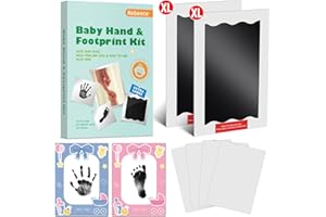 NABANCE Baby Hand and Footprint Kit - Inkless Ink Pad for Baby Footprint Kit, 2 Large Size Inkless Ink Pads with 4 lmprint Card, 2 Photo Frames, Clean Touch Ink Pad No Mess Baby Handprint Kit