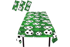Oigco 3 Pcs Soccer Tablecloth for Birthday Party Decorations - Plastic Table Cover for Ball Themed Supplies, 54 x 108 Inches