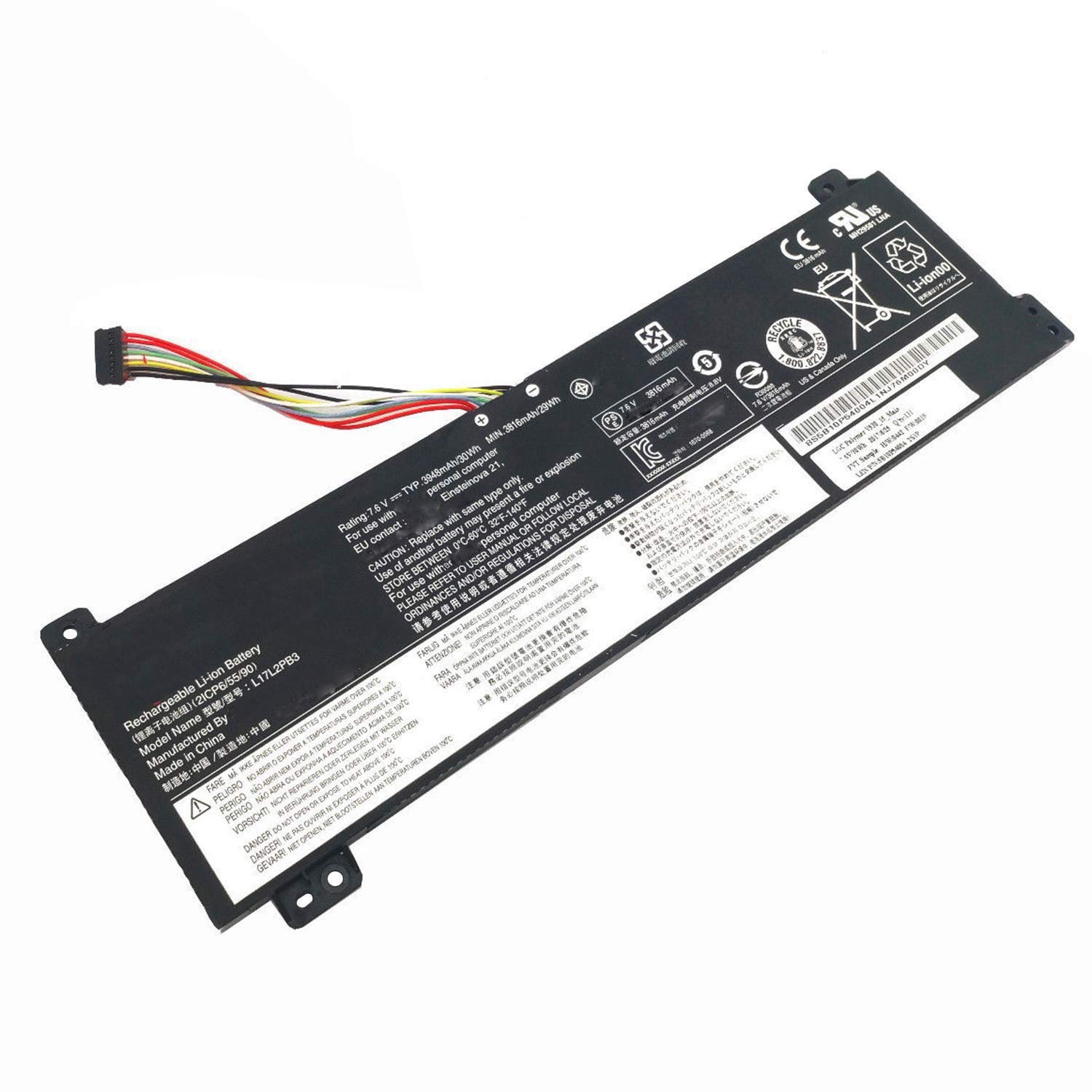 L17M2PB3 L17L2PB3 L17C2PB3 L17M2PB4 5B10P53995 5B10W67318 L17L2PB4 L17C2PB4 Laptop Battery Replacement for Lenovo V130-15IGM V130-15IKB V330-15IKB V530-14IKB V530-15IKB Series(7.6V 30Wh)
