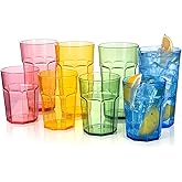 ZAINCA Classic 15-Ounce and 22-Ounce Plastic Tumblers, Acrylic Drinking Glasses, Reusable Plastic Cups, set of 8 Multicolor, Stackable, BPA-Free, Shatter-Proof, Dishwasher-Safe