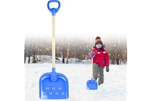 FANTANG 1PCS Kids Snow Shovel, 22"-32" H Detachable Wooden Childs Snow Shovel with Plastic D-Grip Handle and Scoop Winter Children Shovel Blue Toddler Shovels Outdoor Play Snow Gift for Boy Girl Snow Removal