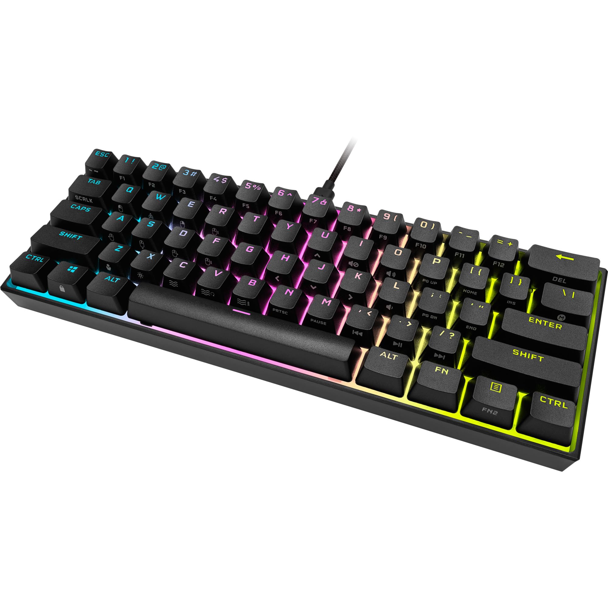 Corsair K65 RGB MINI 60% Mechanische Gaming-Tastatur (Anpassbare RGB-Beleuchtung einzelner Tasten, CHERRY MX SPEED-Tasten, PBT-Double-Shot-Tastenkappen, AXON-Technologie) QWERTZ, Schwarz 4