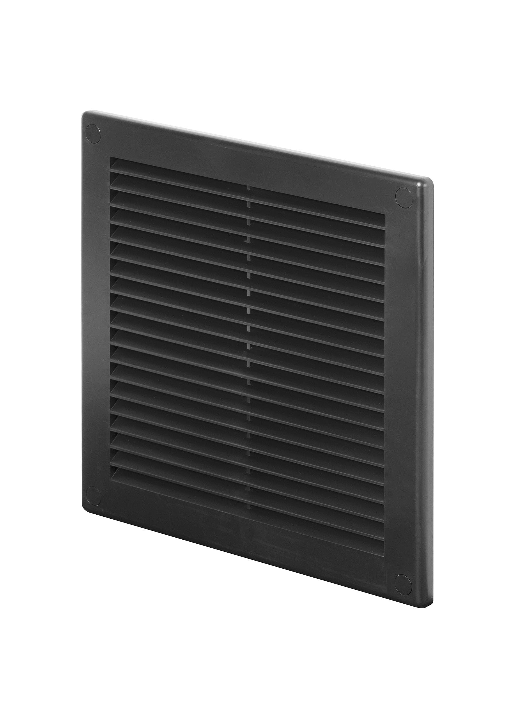 Awenta Plastic Air Vent Grille Cover 200x200mm 8x8 inch, Black with Insect Grid Fly Net, Screw Hole Covers for Better Look