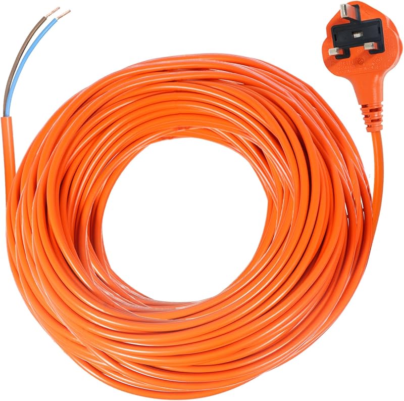 Spares2go Universal 20m Cable & Lead Plug for Strimmers Trimmers Hedge Cutters