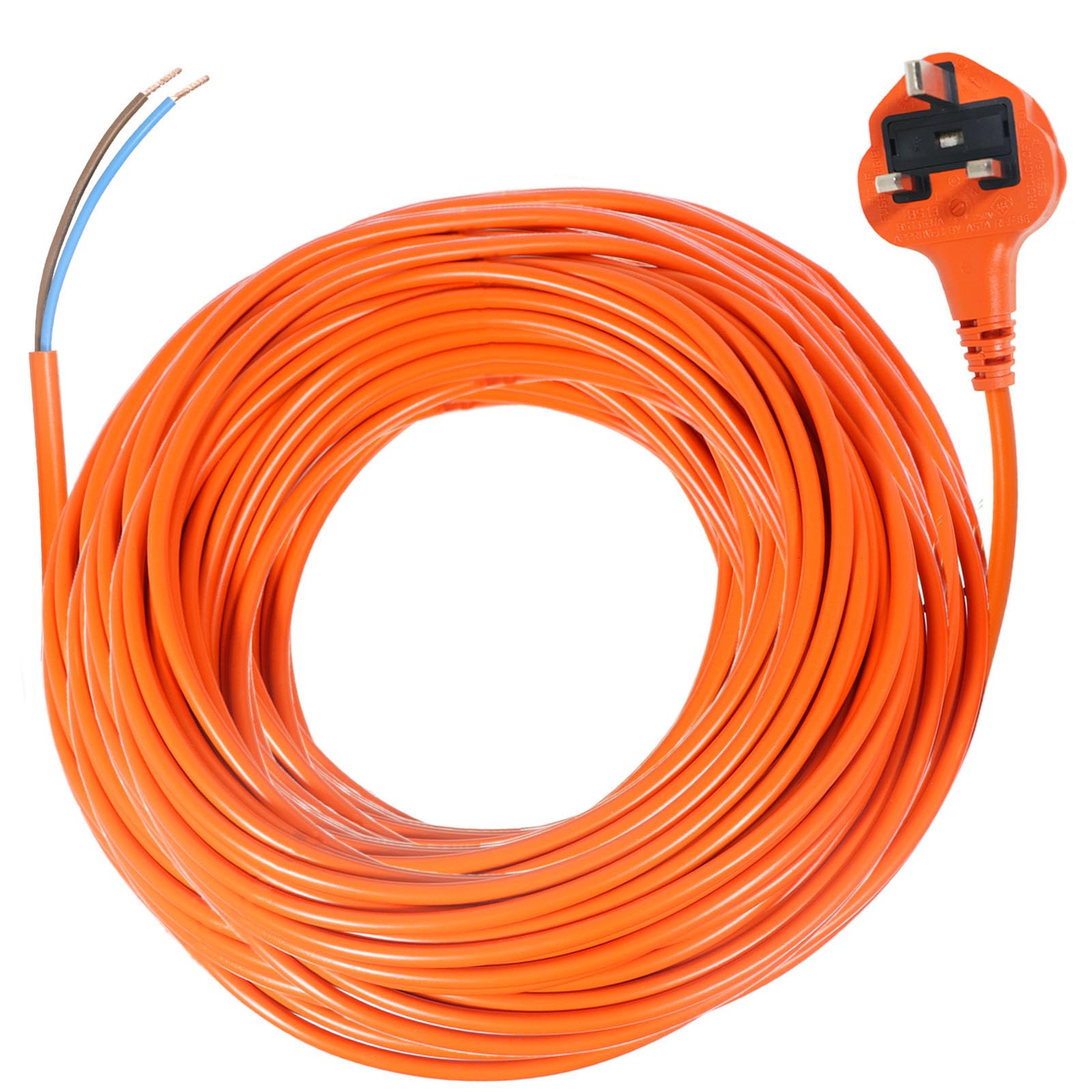SPARES2GO 20m Cable & Lead Plug for Black & Decker Lawnmowers, Strimmers, Trimmers, Hedge Cutters (20 Metre)