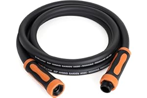FYPower Lead-In Short Garden Hose 10ft x 5/8", Heavy Duty, Flexible, Lightweight, Kink Resistant Water Hose with Swivel Grip Handle, Male to Female Crush Resistant Aluminum Fittings