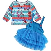 Yccutest Toddler Girl Halloween Horror Movie Cosplay Costume Bloody Print T-shirt Tutu Skirt Set 2 Piece Halloween Outfits