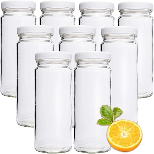 9 Pack 16oz Clear Glass Water Bottles, Reusable Glass
