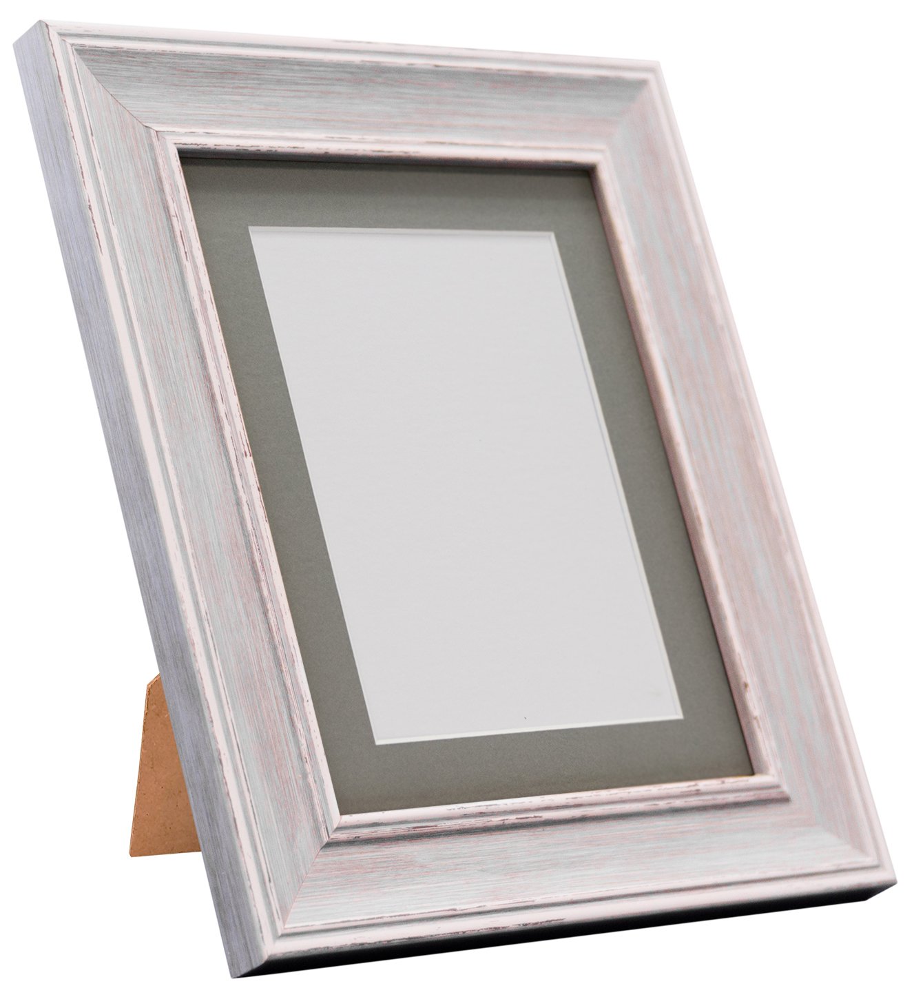 FRAMES BY POST Scandi Vintage Picture Photo and Poster Frame, Recycled Plastic, Distressed Blue with Dark Grey Mount, 20 x 16 Inch Image Size A3