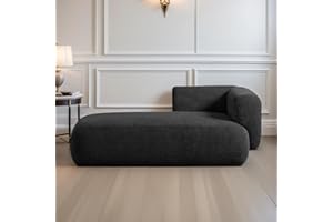 KHSDJSRUY Modern Chaise Lounge Chair Indoor Cloud Chaise Lounge Sofa Small Chaise Couches 64.2 x 33.1Inches Living Room Bedroom Office (Left Hand, Boucle Black)