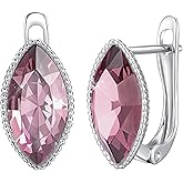 EVEVIC Austrian Crystal Marquise Leverback Drop Earrings for Women Trendy 14K White Gold Plated Hypoallergenic Dangle Earring Jewelry Gift