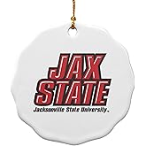 GRAPHICS & MORE Jacksonville State University Primary Logo Porcelain Scalloped Holiday Christmas Tree Ornament - 2.8" (7.1 cm)