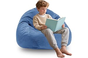 ENBAOHUI Memory Foam Bean Bag Chairs for Teens or Kids with Filling Bean Bag Sofa with Handle Super Soft Corduroy Fabric Lazy Sofa 3 Foot Blue