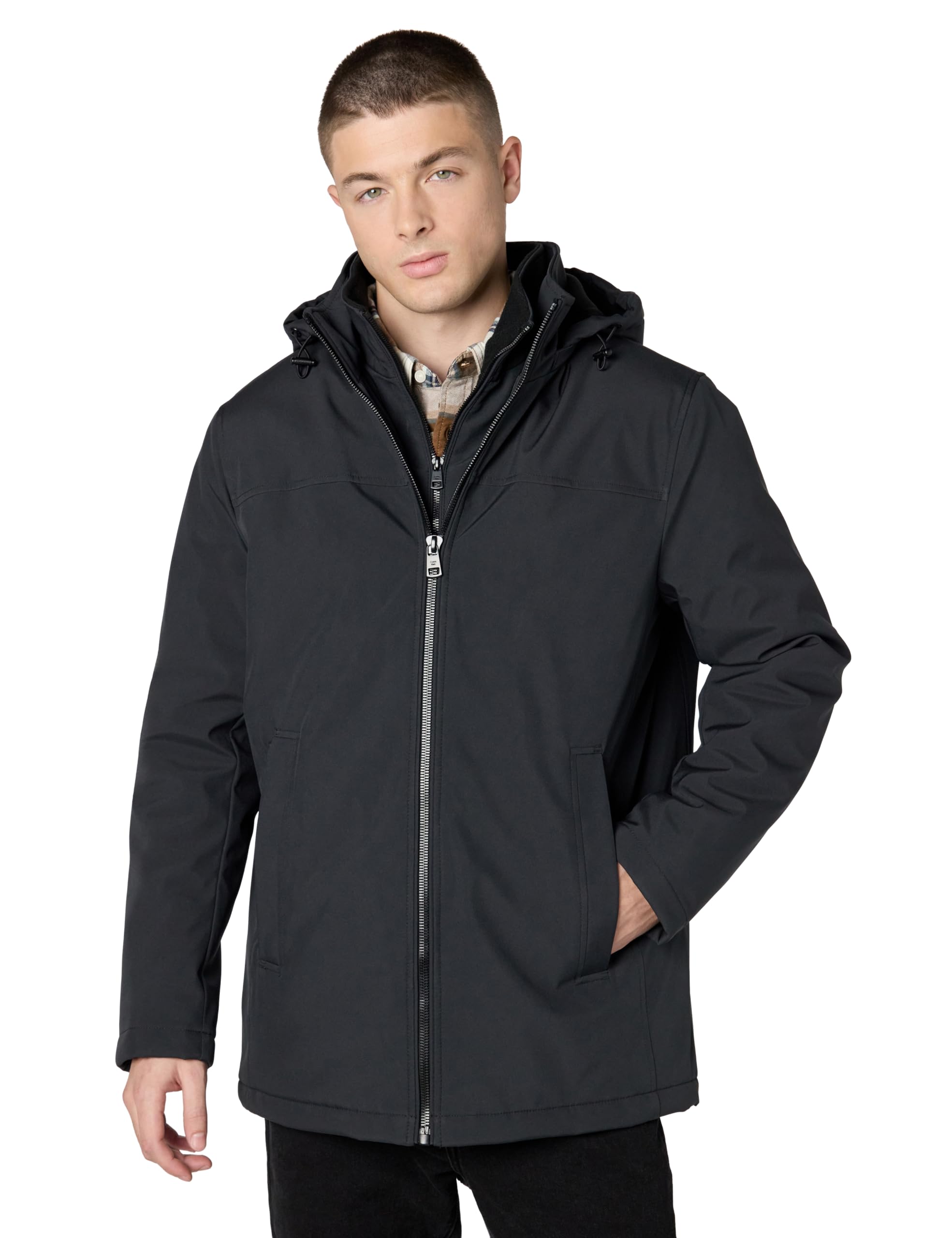 Calvin Klein Men's Waterand Wind Resistant Hooded Coat from Fall Into Winter, Iron, Small Image