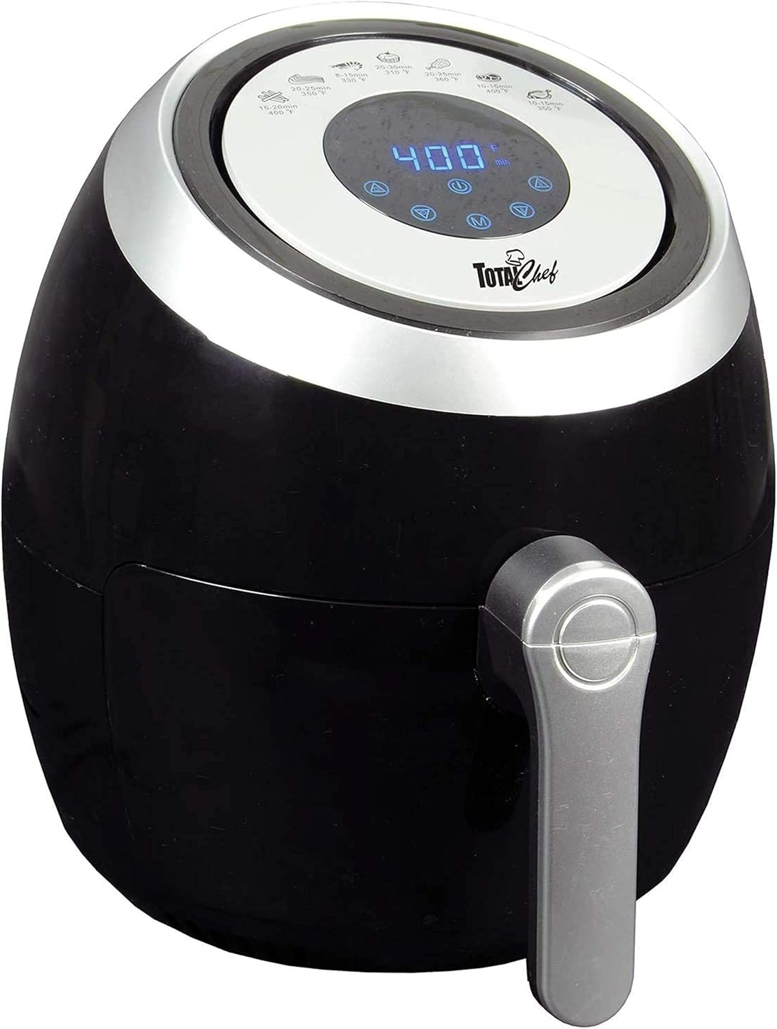 Total Chef 3.6L Air Fryer Small Air Fryers Digital Touchscreen 60 min Timer Adjustable Temperature Instant Recipe Pot Healthy Meal in Less Oil Fry Grill Roast Bake Cook Dishwasher Safe Basket Black
