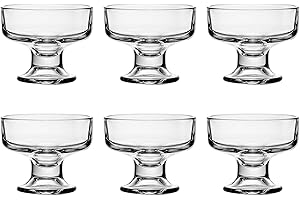 Glass Ice Cream Bowl Set, Small Glass Dessert Cups for Trifle Parfait Sundae and Nuts, Mini Footed Dessert Cups, Clear Glass 