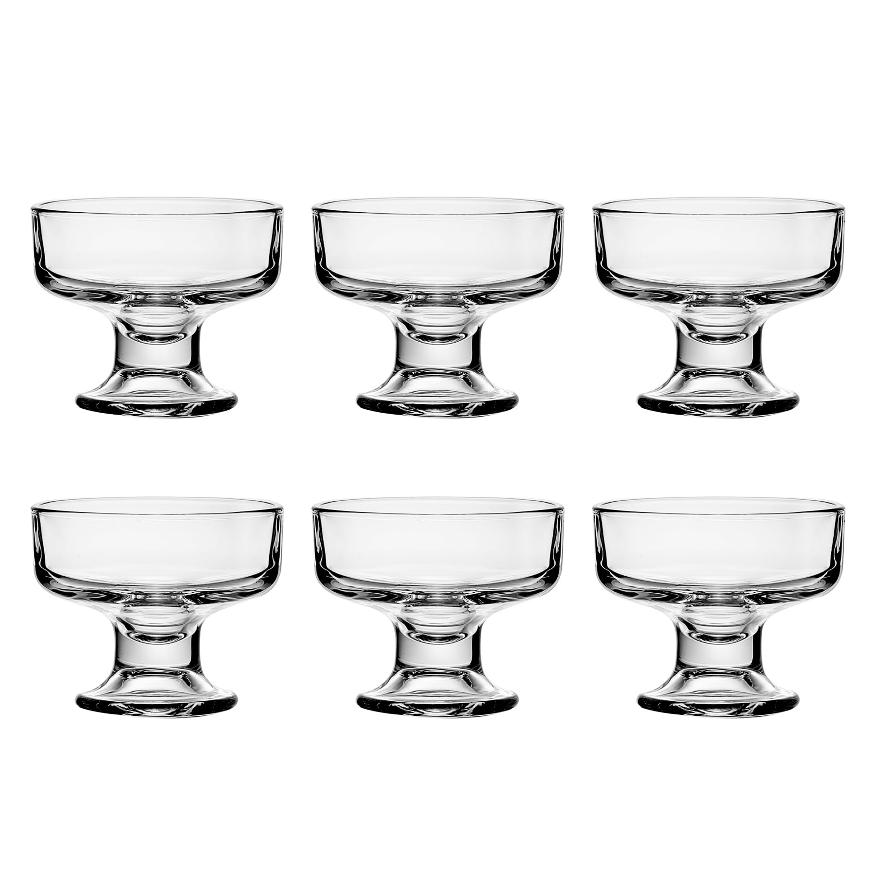 binsakao Glass Ice Cream Bowl Set, Small Clear Mini Footed Dessert Cups for Friut Pudding Trifle Parfait Sundae Nuts Cocktail Drinks Party (189ml, 6 pcs) — image 1