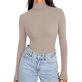 REORIA Women's Long Sleeve Mock Turtle Neck Tops Fall Winter Basic Double Lined Layering Lightweight Slim Fitted Shirts